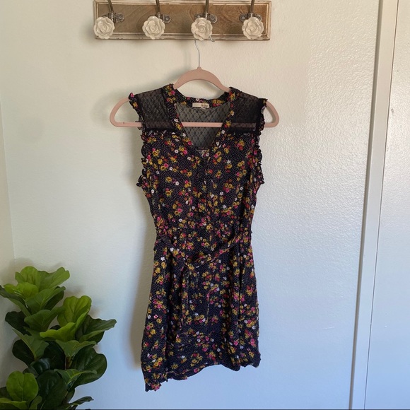 Black & White Polka Dot Floral Mesh Dress - Picture 3 of 10